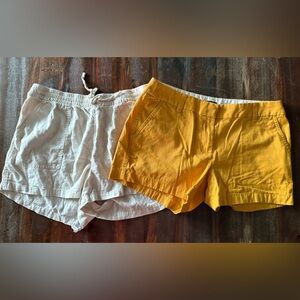 J. Crew Women's Shorts in Bright Yellow and Off White-VGUC